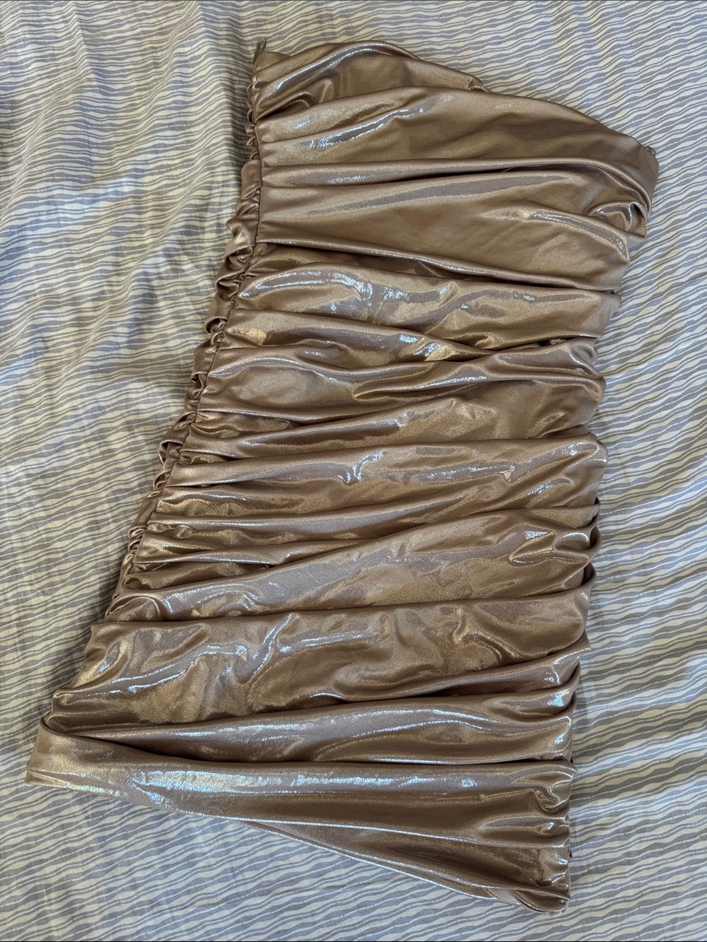 Shimmering gold bodycon tube strapless mini dress